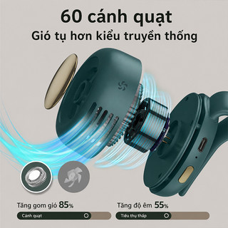 OOKAS Quạt mini gắn eo USB siêu nhẹ, im lặng 3 tốc độ, dùng phượt, dã ngoại, văn phòng