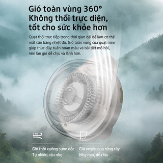 OOKAS Quạt mini gắn eo USB siêu nhẹ, im lặng 3 tốc độ, dùng phượt, dã ngoại, văn phòng