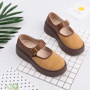 IKUNKA Đi Học Trẻ Trung Cùng Giày Sục Nữ Mary Jane Giày Đế Bánh Mì Kiểu Dáng Retro