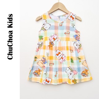 Váy Lanh bé gái, Đầm Lanh bé gái sát nách dáng suông ChuChoaKids [VBC26]