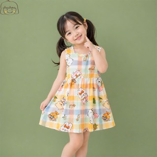 Váy Lanh bé gái, Đầm Lanh bé gái sát nách dáng suông ChuChoaKids [VBC26]