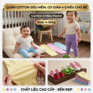 [CHẤT ĐẸP] Quần Dài Màu Cho Bé Sơ Sinh - Chất Thun Cotton Co Giãn, Mềm Mại Cho Da Bé (4-25kg)