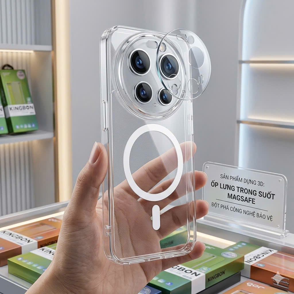ỐP Lưng Xiaomi KiNGBON Chống Ố Màu Sạc Không Dây Hít Nam Châm Siêu Chặt Xiaomi 17Pro Max/17Ultra