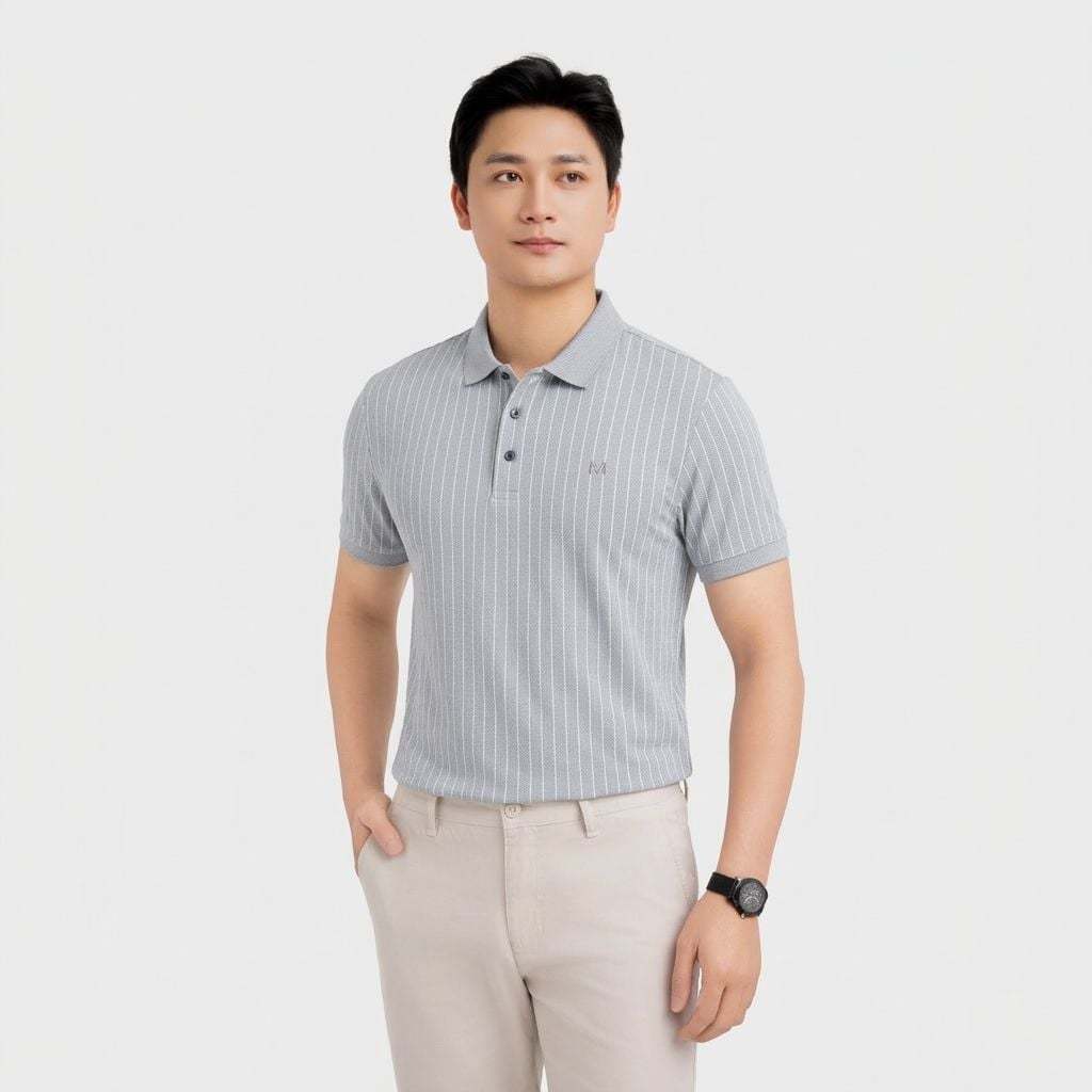 Áo Polo ngắn tay nam Insidemen kẻ sọc độc đáo,thoáng khí khô nhanh IPS090MAH0