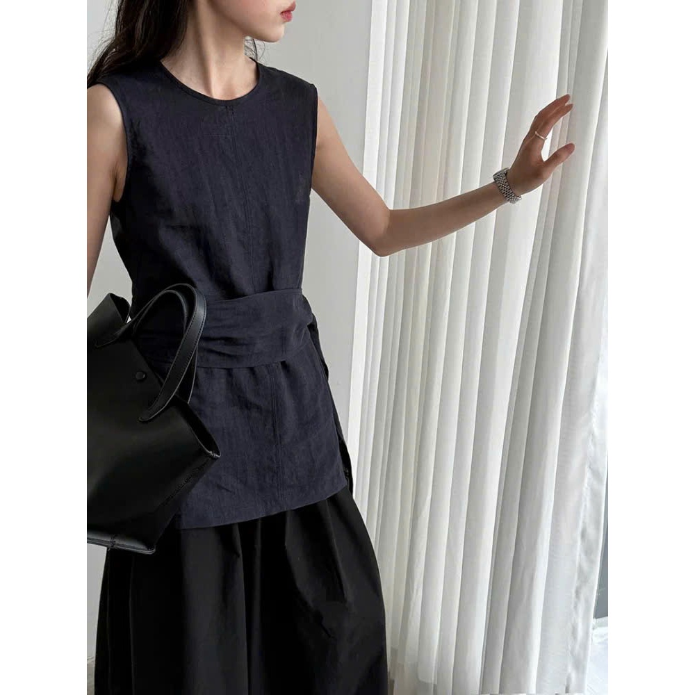 𝗛𝗮𝘁𝗿𝗮𝗻- Áo Linen cộc tay kèm tà