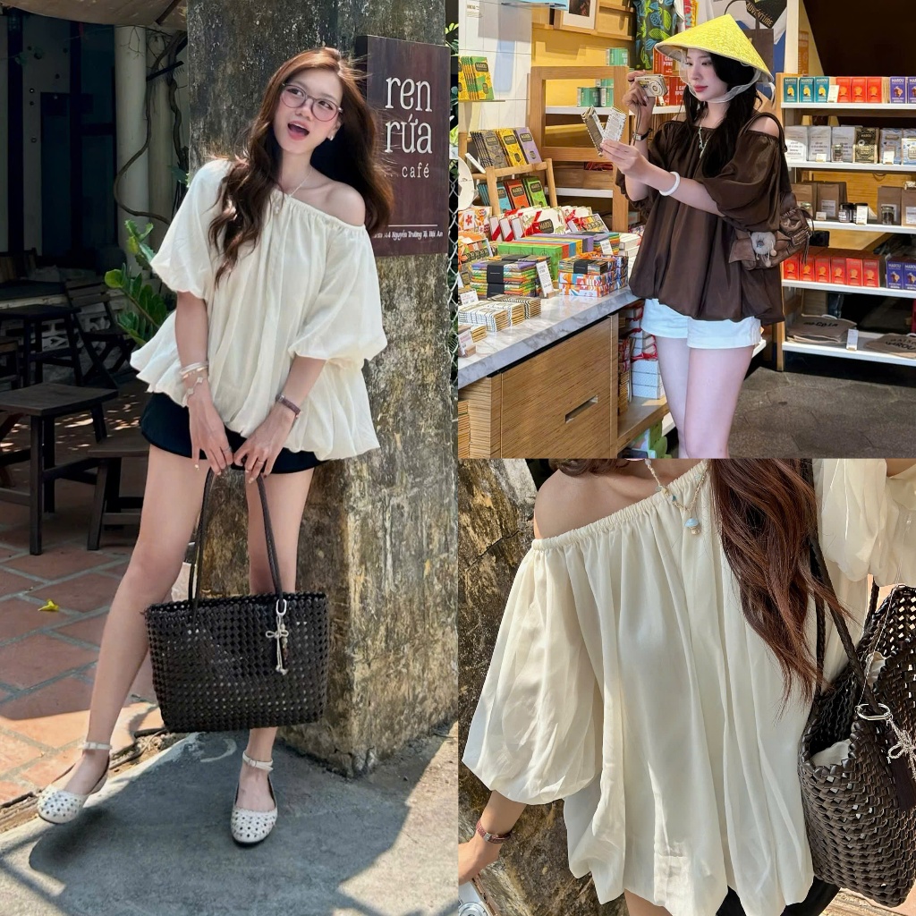 (ẢNH OLDSCHOOL) Áo kiểu nữ voan tơ bồng bềnh dáng bí mềm mại A3598 Bồng Bềnh Top.
