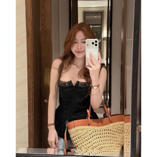 •𝙆𝙞𝙣𝙜𝙨𝙝𝙤𝙥𝙗𝙚𝙖𝙪𝙩𝙮•Áo Thô Hai Dây Viền Ren Bo Eo WG