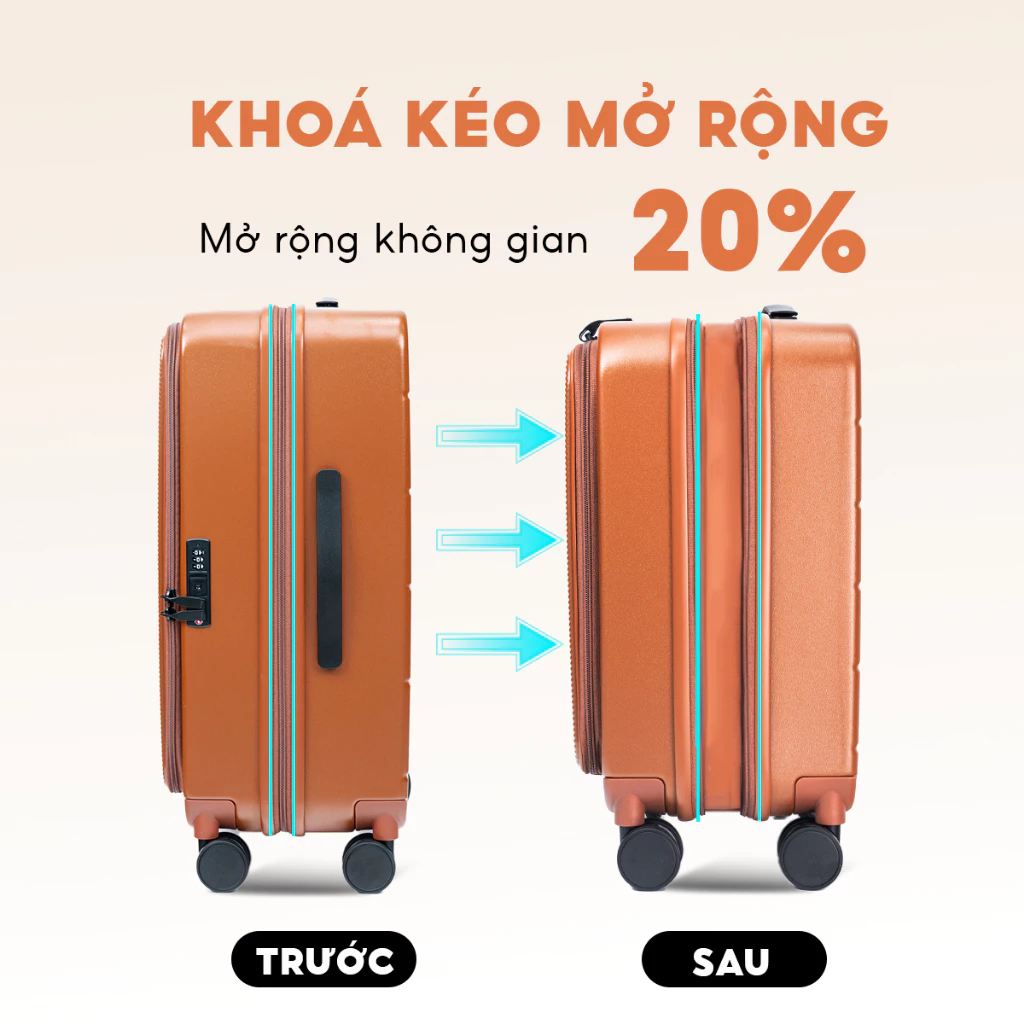 [BEST SELLER] Vali JoyWay TROP005 Size 20/24/28, Khóa Số TSA, Dây Kéo YKK, Có Ngăn Nới Rộng, Bảo Hành Trọn Đời