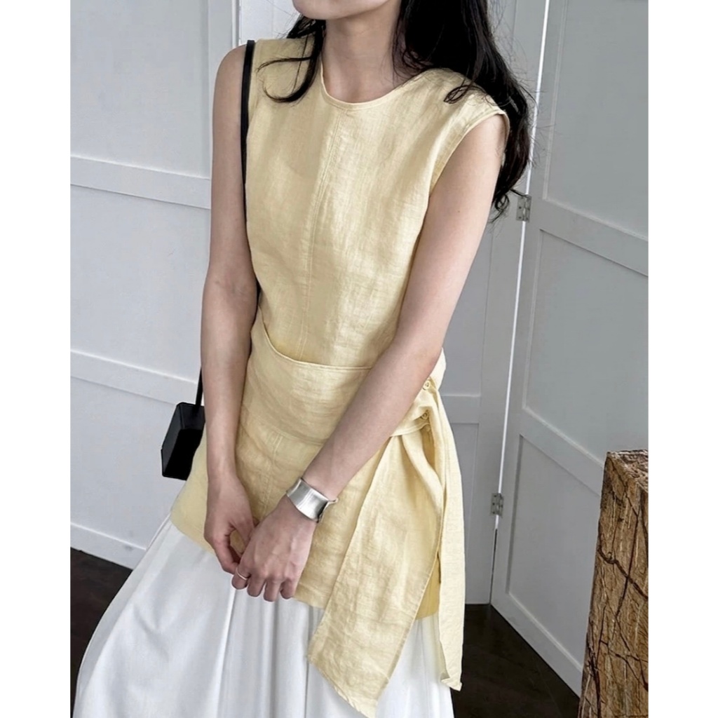 𝗛𝗮𝘁𝗿𝗮𝗻- Áo Linen cộc tay kèm tà