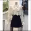Áo blouse nữ bèo nhún cổ nơ họa tiết tim phong cách Hàn Quốc form rộng tiểu thư