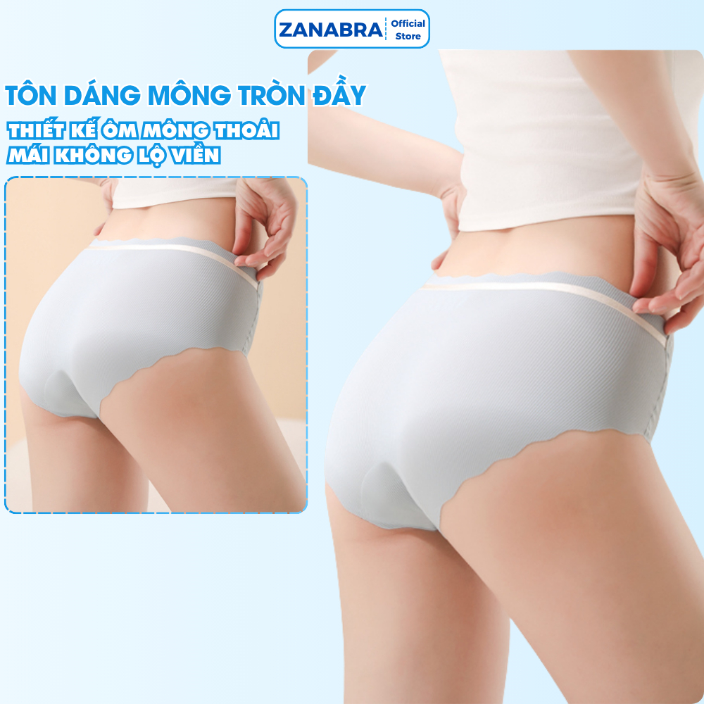 Quần Lót Nữ Đúc Su Thun Lạnh Viền Sóng không đường may mềm mại mỏng mát kháng khuẩn ZANABRA L8368