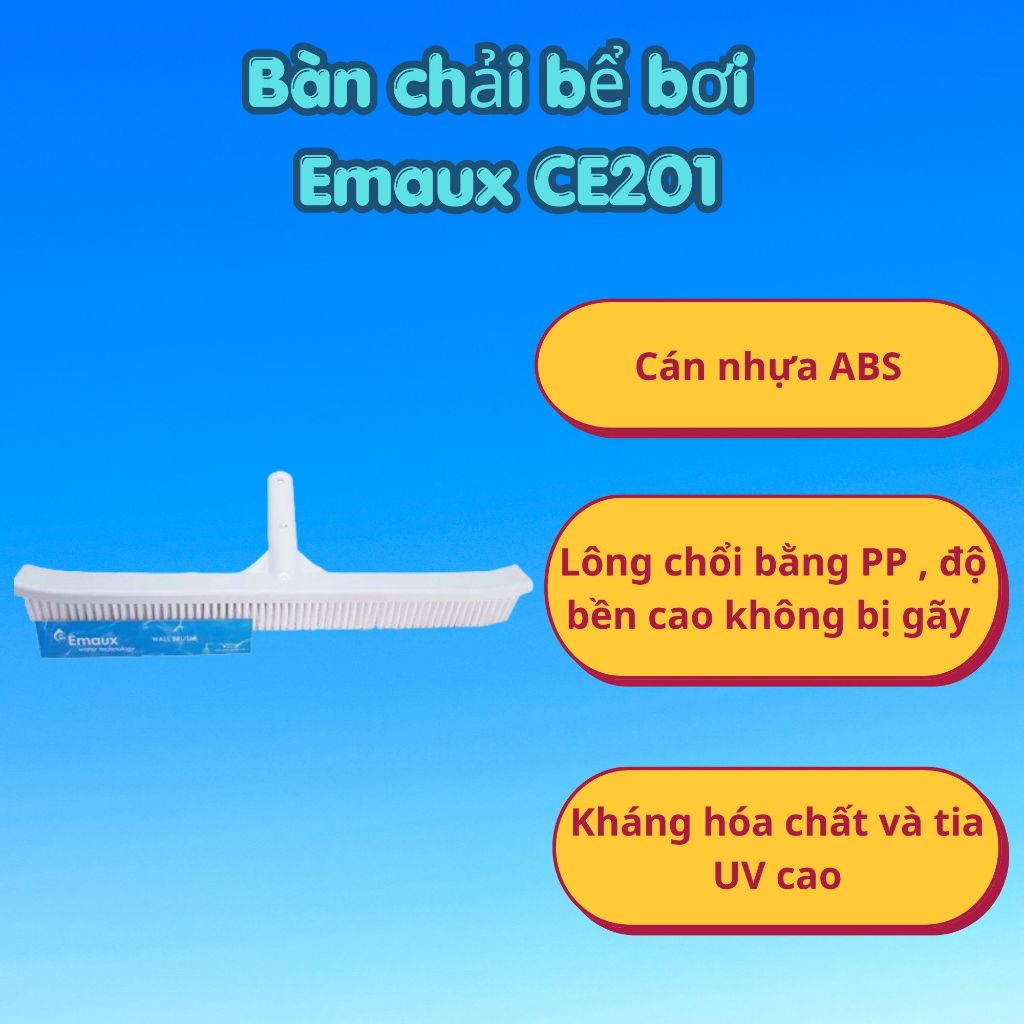 Bàn Chải Hồ Bơi Emaux, Chổi Cọ Bể Bơi Bằng Nhựa, Bàn Chải Chà Hồ Bơi - CE201 45cm