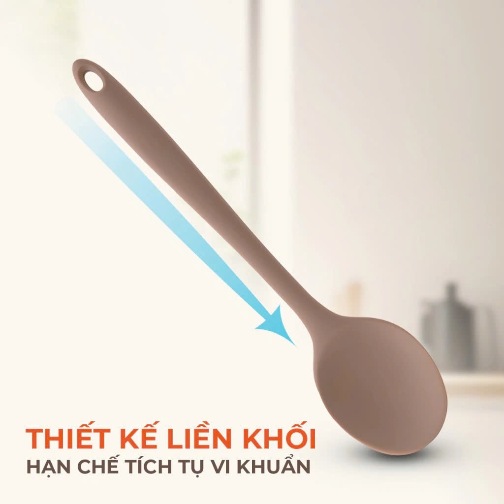 Muỗng Nấu Ăn Đa Năng Firgi Platinum Silicone An Toàn Chịu Nhiệt Cao Cán Dài 29cm