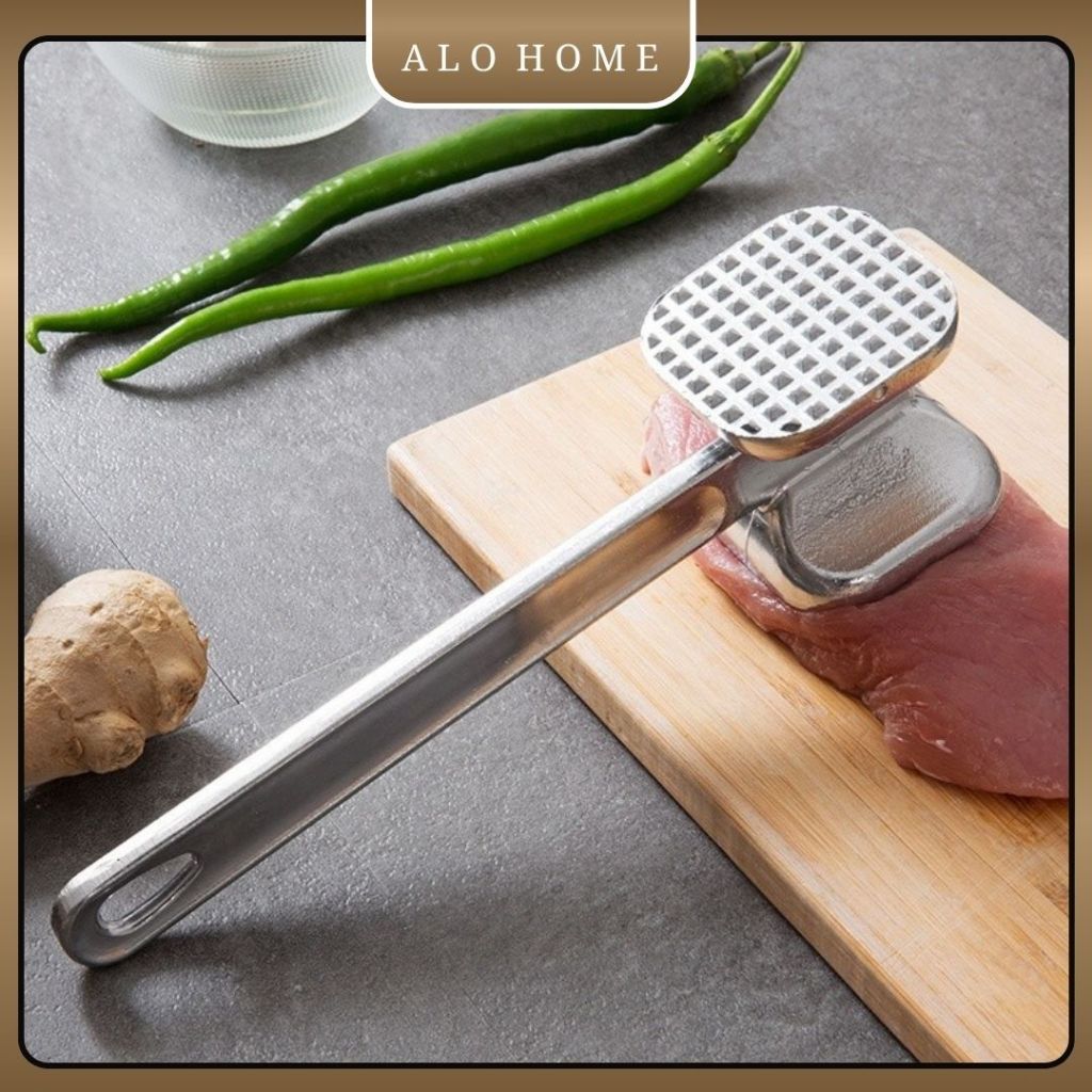 Búa Đập Thịt Inox ALO HOME Búa Giã Gừng Tỏi Hai Đầu Cán Dài Dụng Cụ Đập Thực Phẩm Nhà Bếp