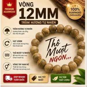 Vòng Tay Trầm Hương Tự Nhiên 12mm - Trầm Kiến Việt Nam Cao Cấp Bình An Shop (Hàng Chuẩn Xưởng)