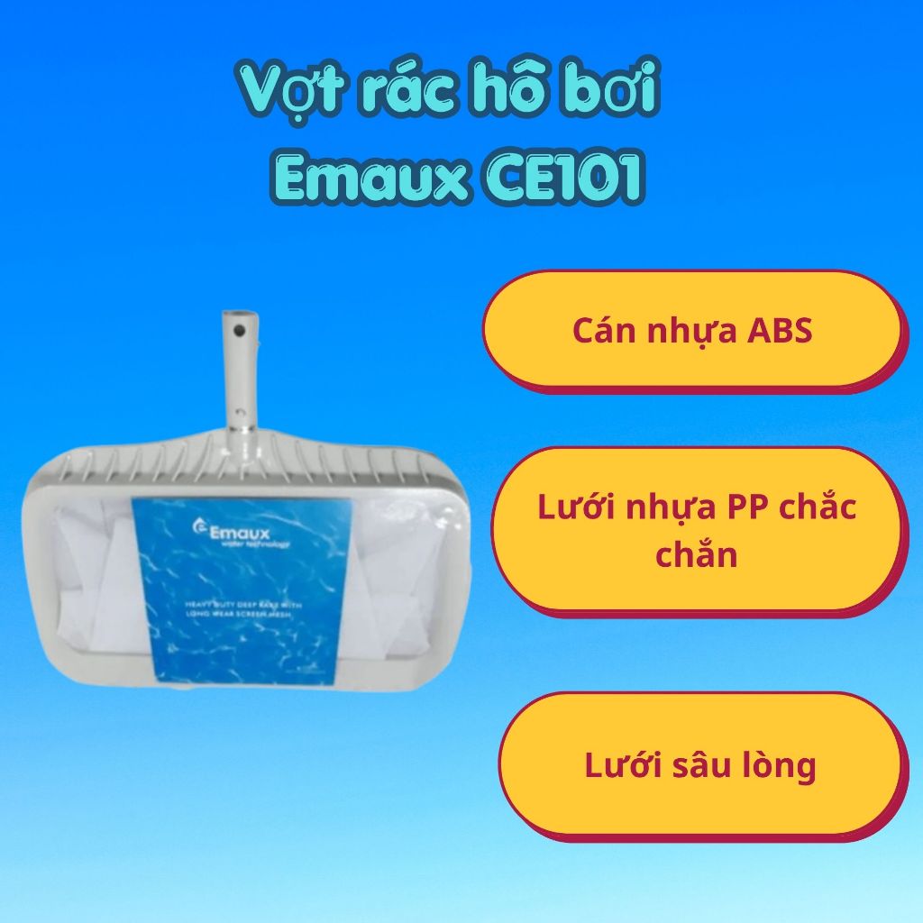 Vợt Rác Hồ Bơi Emaux, Vợt Vớt Rác Bể Bơi Bằng Nhựa Chắn Chắn - CE101