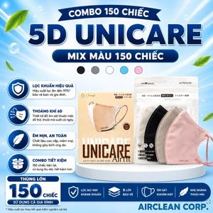 COMBO 150c Khẩu Trang 6D Unicare Pro Mask 3 Lớp Kháng Khuẩn 6 Màu Thời Trang, Chống Tia UV