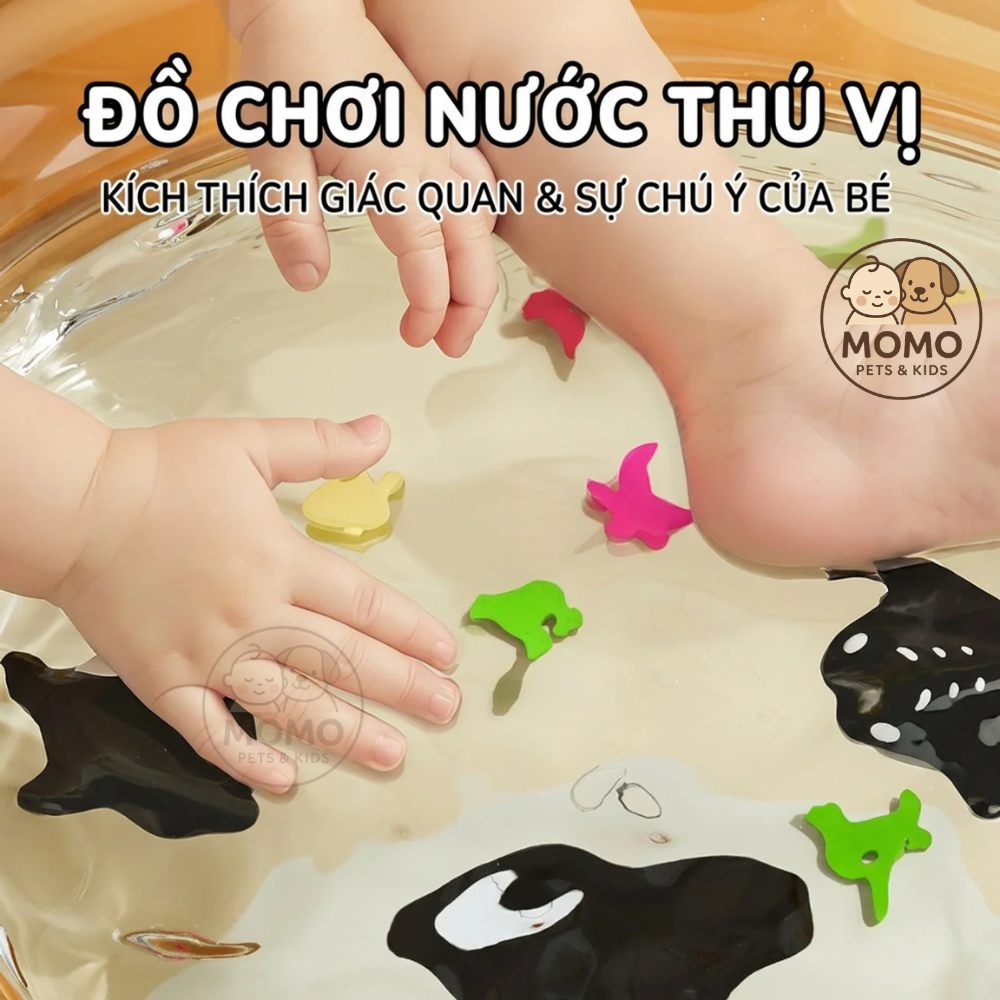 (HỎA TỐC HCM) Thảm nước bơm hơi cho bé hình gấu PVC cho bé từ 3 tháng tuổi có thể gấp gọn mang đi du lịch