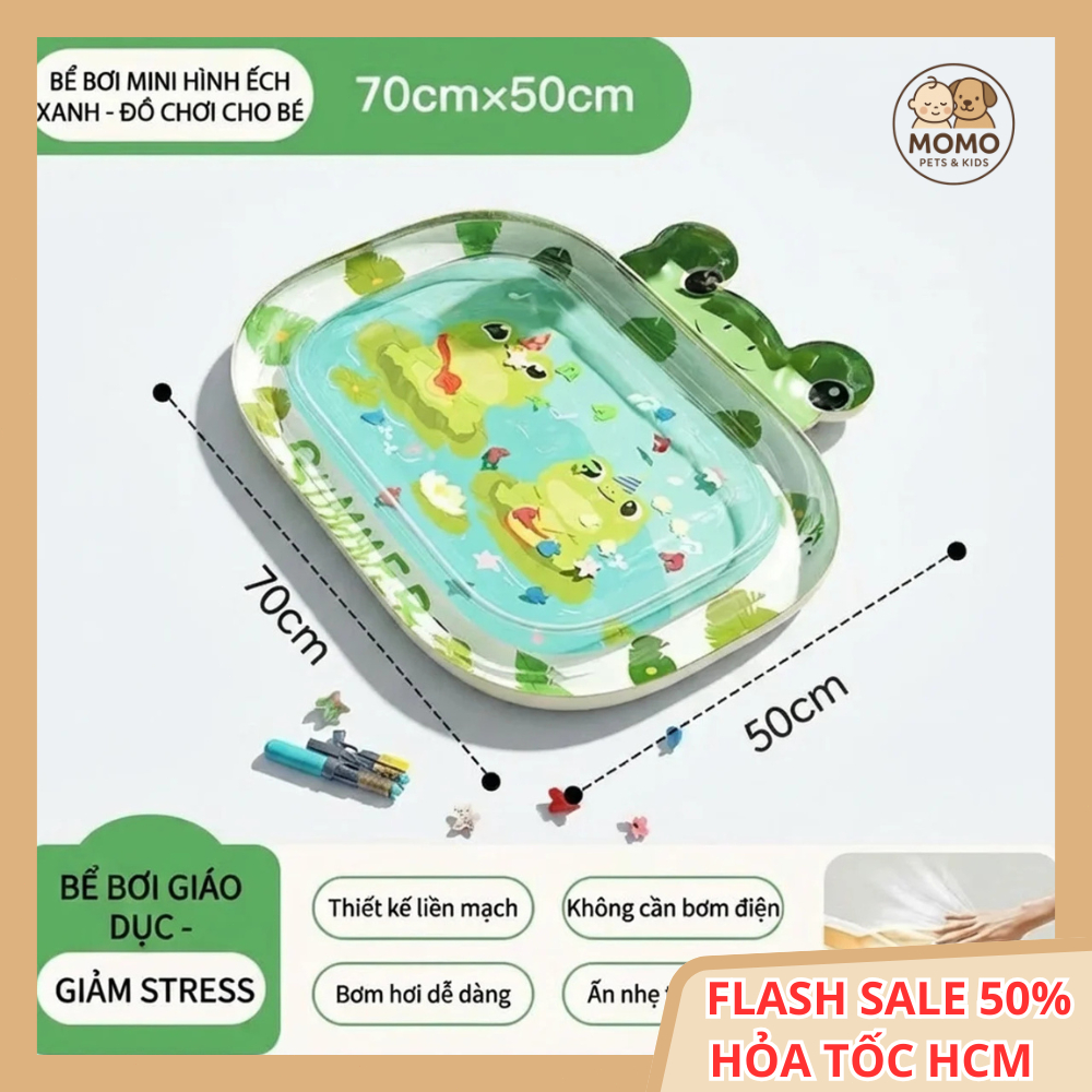 (HỎA TỐC HCM) Thảm nước bơm hơi cho bé hình gấu PVC cho bé từ 3 tháng tuổi có thể gấp gọn mang đi du lịch
