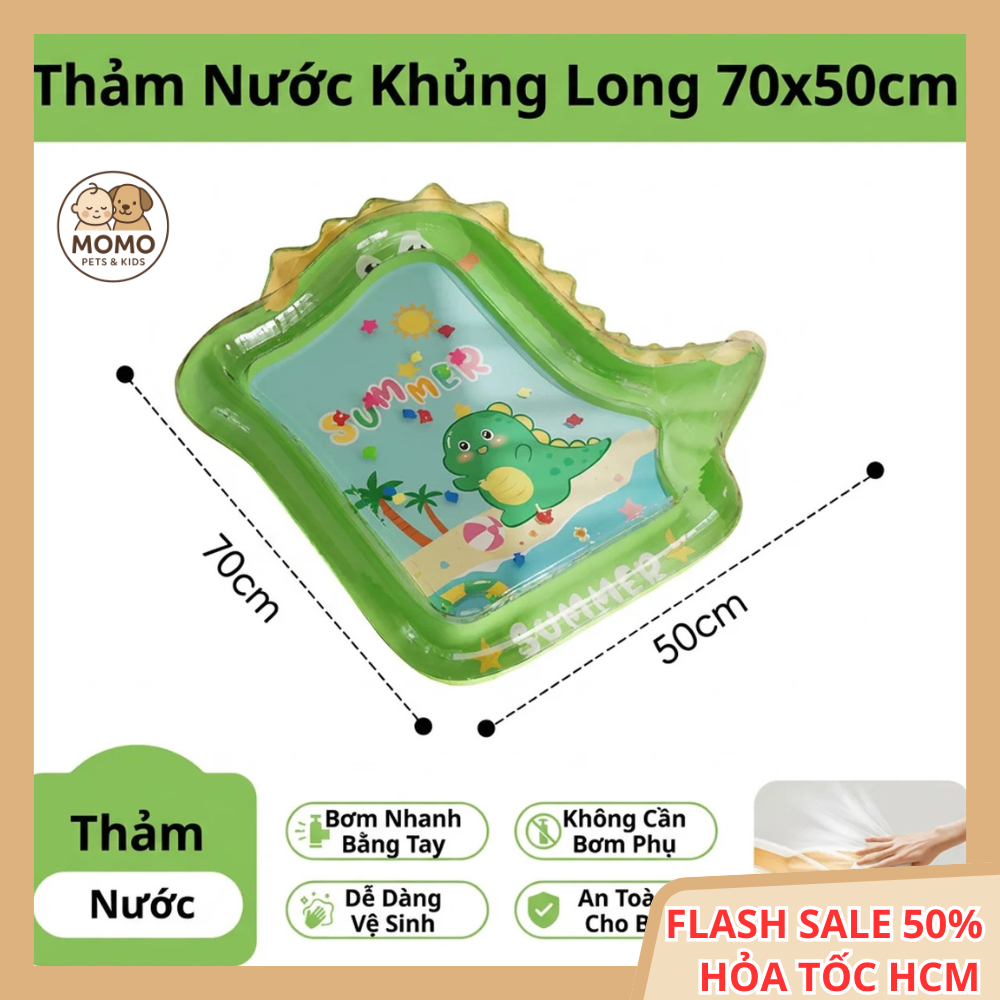 (HỎA TỐC HCM) Thảm nước bơm hơi cho bé hình gấu PVC cho bé từ 3 tháng tuổi có thể gấp gọn mang đi du lịch