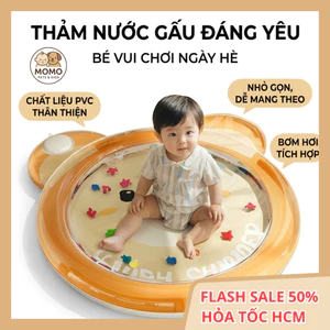 Thảm nước bơm hơi cho bé hình gấu PVC cho bé từ 3 tháng tuổi có thể gấp gọn mang đi du lịch