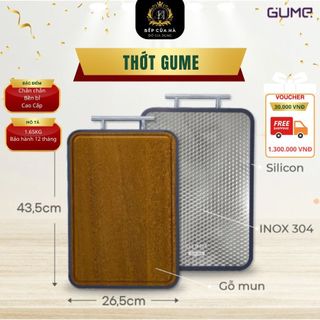 Thớt 2 Mặt Gỗ GUME Inox Cao Cấp Chính Hãng, Chống Trượt Kháng Khuẩn Đa Năng Đồ Dụng - Bếp Của Hà