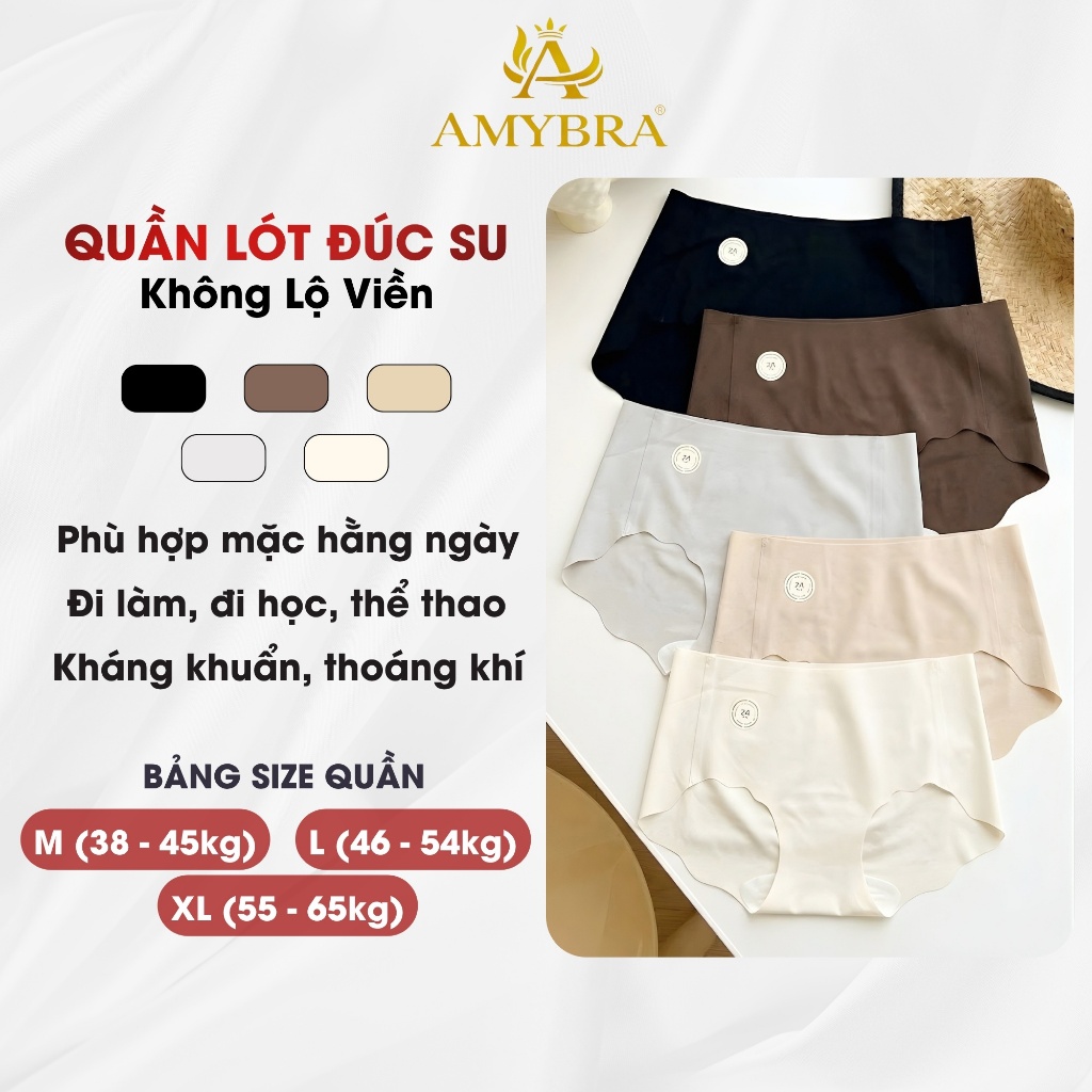 Combo Quần Lót Nữ AMYBRA Su Mịn Thoáng Khí, Set Quần Chip Nữ Cạp Cao Đáy Dán Kháng Khuẩn L074