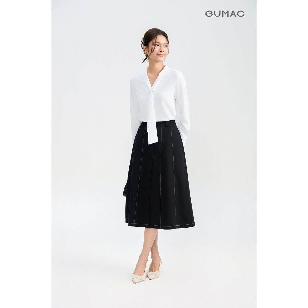 Chân Váy Nữ GUMAC Phom A Xòe Nhẹ Túi Xéo Thanh Lịch VG05054