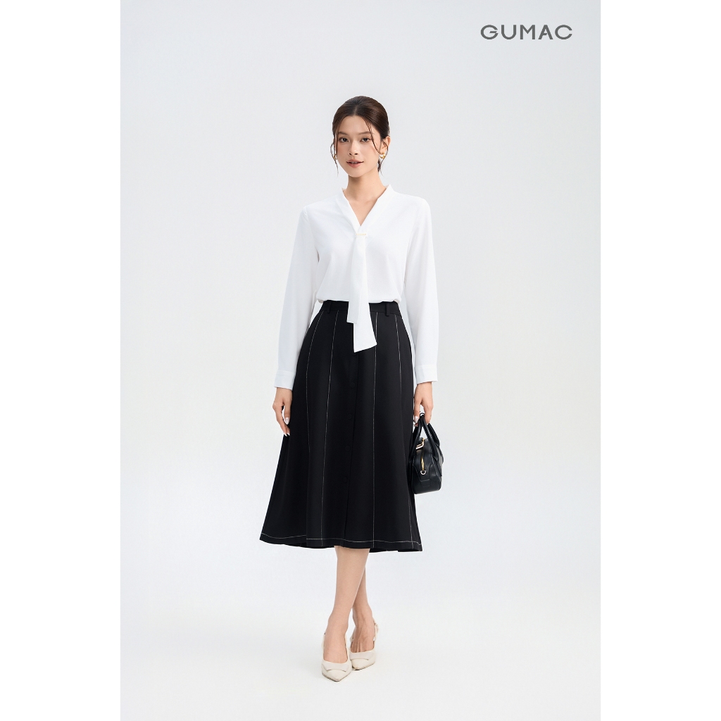 Chân Váy Nữ GUMAC Phom A Xòe Nhẹ Túi Xéo Thanh Lịch VG05054