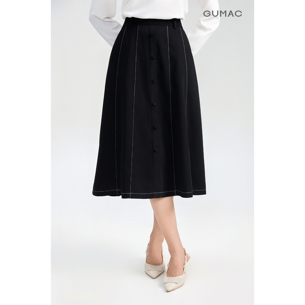 Chân Váy Nữ GUMAC Phom A Xòe Nhẹ Túi Xéo Thanh Lịch VG05054