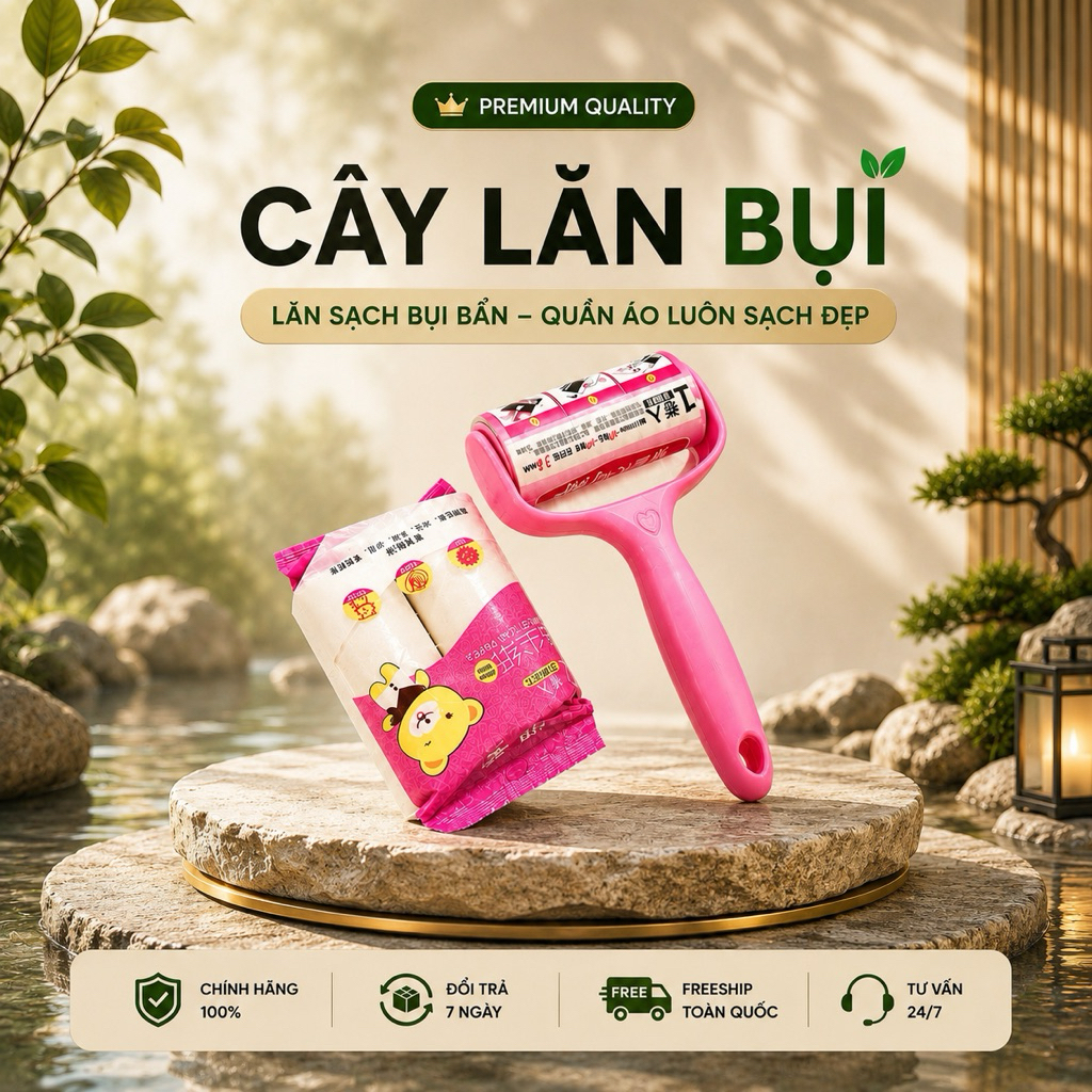 Cây lăn bụi quần áo, chăn màn, lông chó mèo Home Stick 10cm (20 tờ/lõi)