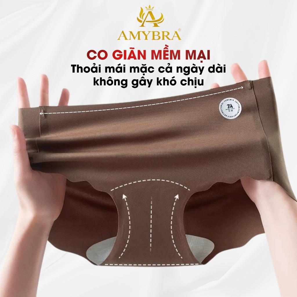 Combo Quần Lót Nữ AMYBRA Su Mịn Thoáng Khí, Set Quần Chip Nữ Cạp Cao Đáy Dán Kháng Khuẩn L074