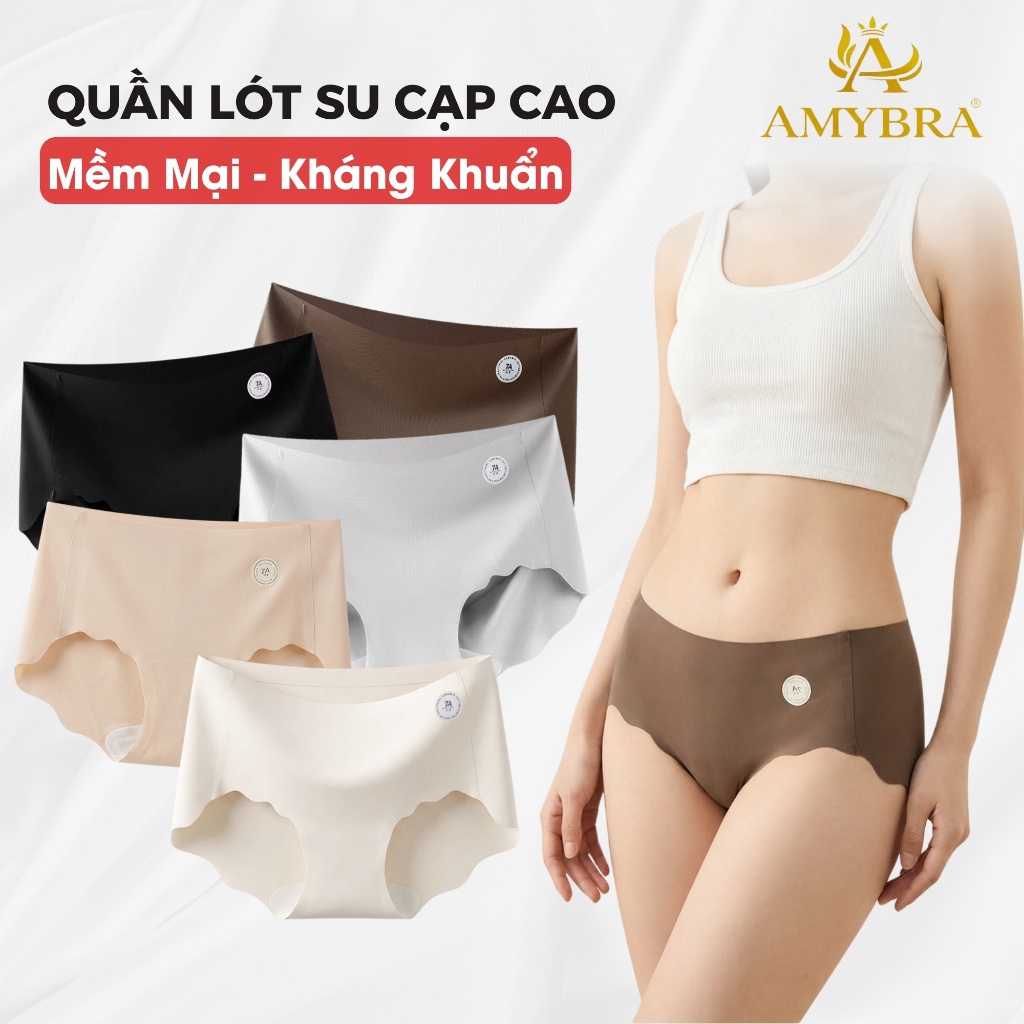 Combo Quần Lót Nữ AMYBRA Su Mịn Thoáng Khí, Set Quần Chip Nữ Cạp Cao Đáy Dán Kháng Khuẩn L074