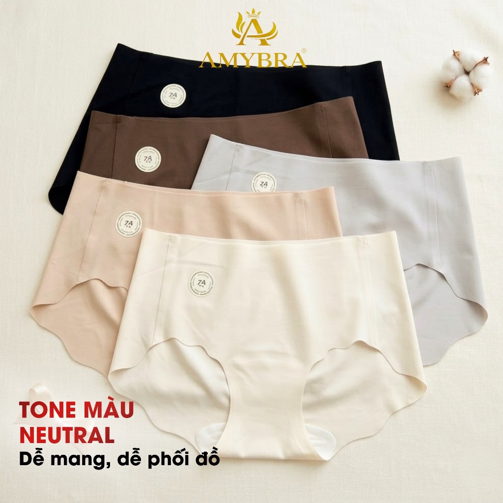 Combo Quần Lót Nữ AMYBRA Su Mịn Thoáng Khí, Set Quần Chip Nữ Cạp Cao Đáy Dán Kháng Khuẩn L074