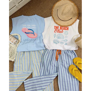 SS26 Quần dài kẻ trẻ em GRANDPA thô mát size 14-38KG cạp chun dáng suông style Hàn Quốc | Dương Oyy D010426246