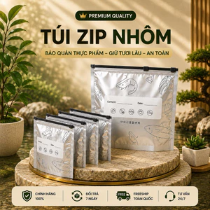 Combo 50 Túi zip bạc nhôm tái sử dụng đựng thực phẩm chống thấm chống mùi dùng tủ lạnh tủ đông