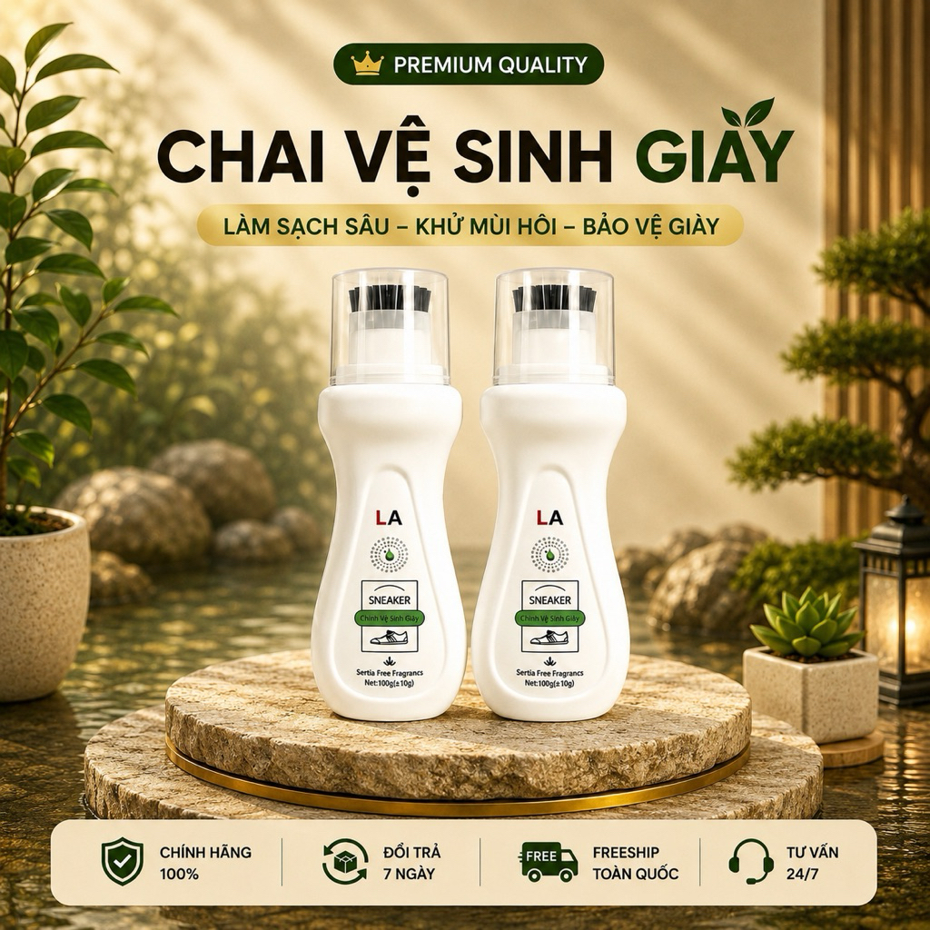 Combo 3 chai vệ sinh giày sneaker LA 100ML tẩy ố vàng khử mùi nhanh làm sạch giày dép đa chất liệu