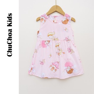 Váy Lanh bé gái, Đầm Lanh bé gái sát nách dáng suông ChuChoaKids [VBC26]