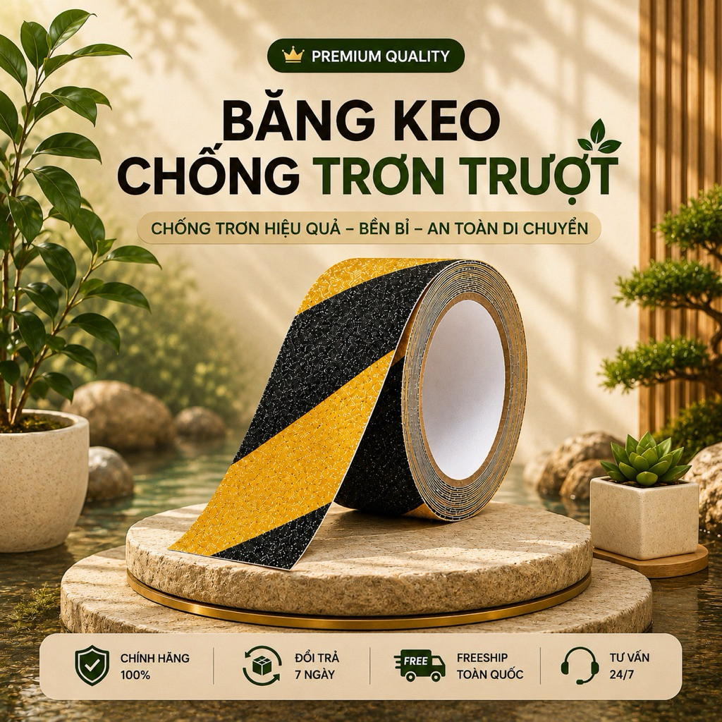 Combo 3 Cuộn Băng Keo Nhám Chống Trơn Trượt 5cmx5m Dán Sàn Nhà Tắm Cầu Thang Chống Nước Siêu Dính