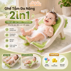 Ghế Tắm Đa Năng 2in1 GONHOUSE, Ghế Rửa Mông Sơ Sinh Có Chân Tự Đứng Gập Gọn, Chống Trượt, Thoáng Khí