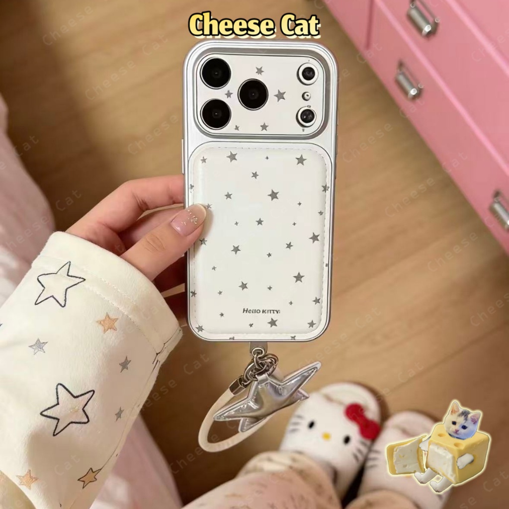 Cửa Sổ Lớn 17 Pro Max Ốp điện thoại iPhone bằng da hình ngôi sao màu xám bạc cho iPhone 13 14 15 16 Plus 11 12 Pro Max X