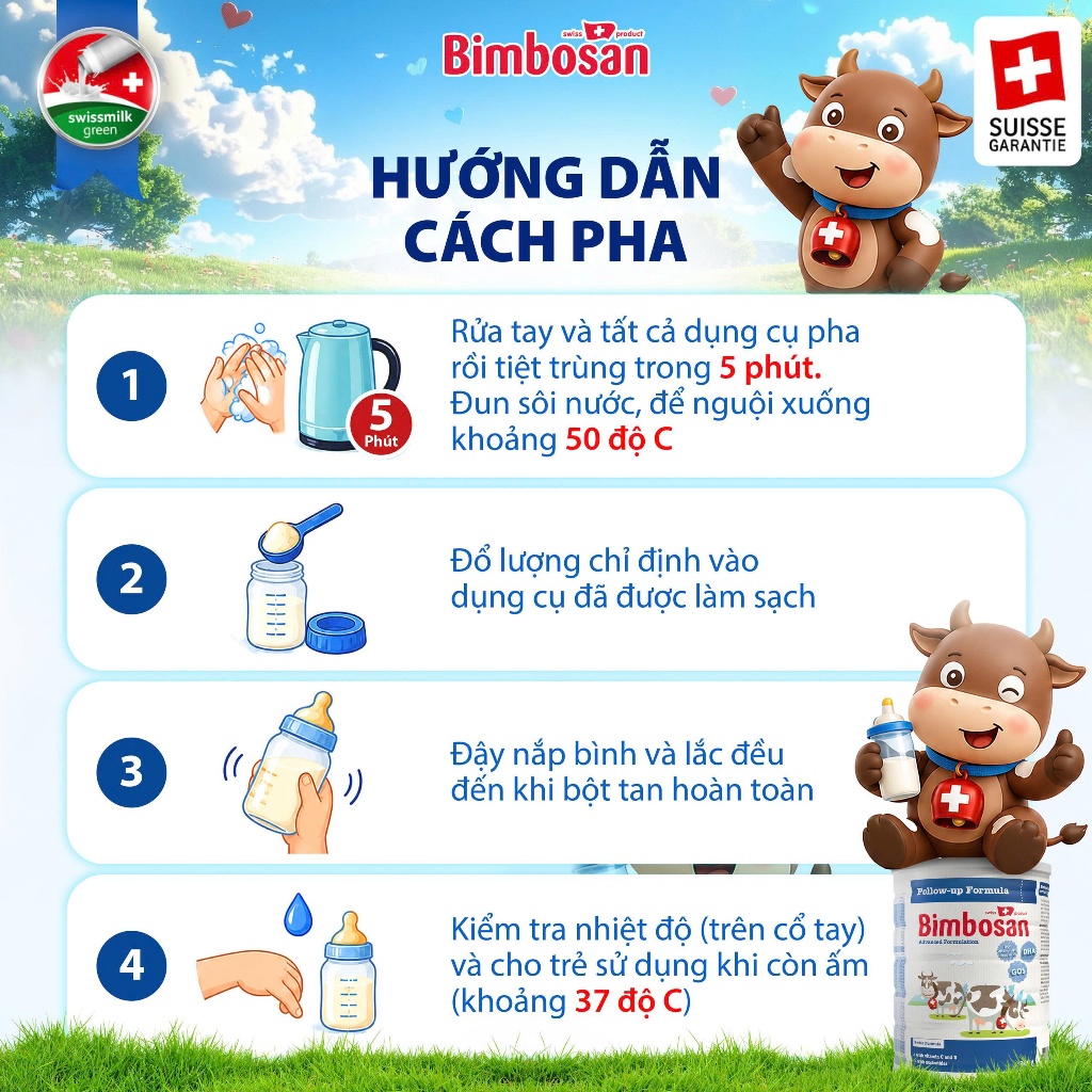 Sữa bột công thức Bimbosan Thụy Sĩ hộp 400g/900g - Nhập khẩu nội địa Thụy Sĩ