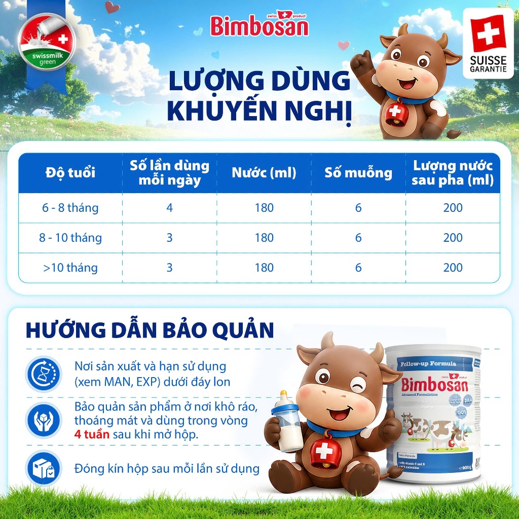 Sữa bột công thức Bimbosan Thụy Sĩ hộp 400g/900g - Nhập khẩu nội địa Thụy Sĩ