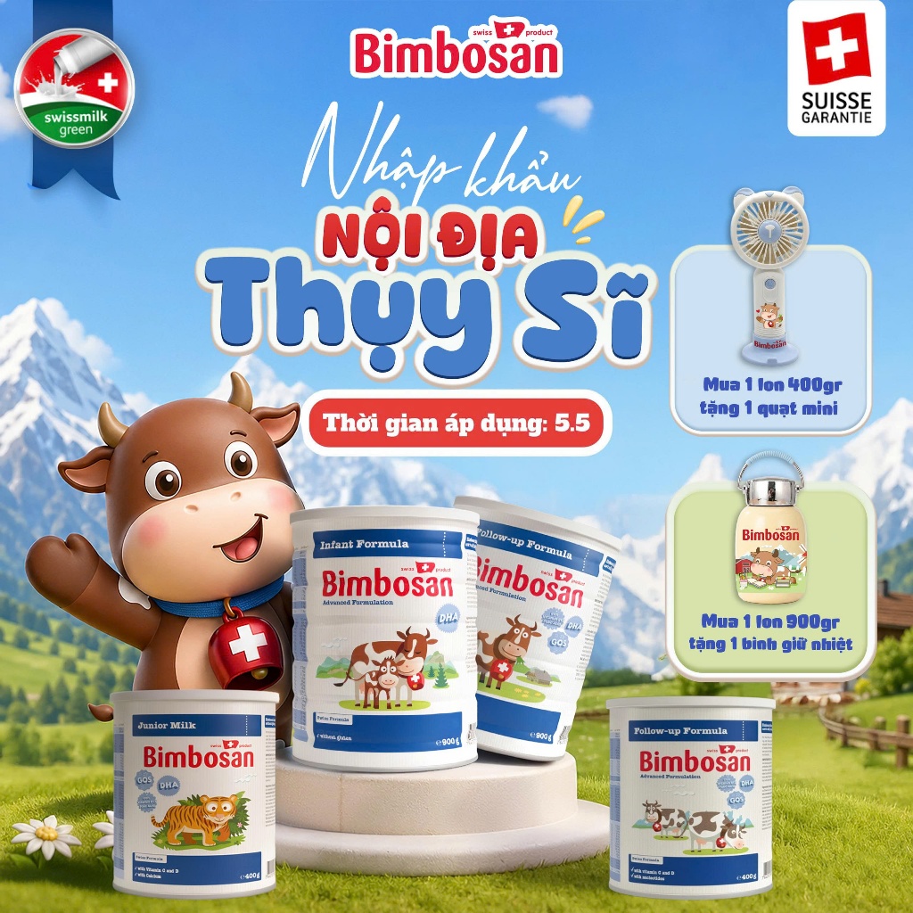 Sữa bột công thức Bimbosan Thụy Sĩ hộp 400g/900g - Nhập khẩu nội địa Thụy Sĩ