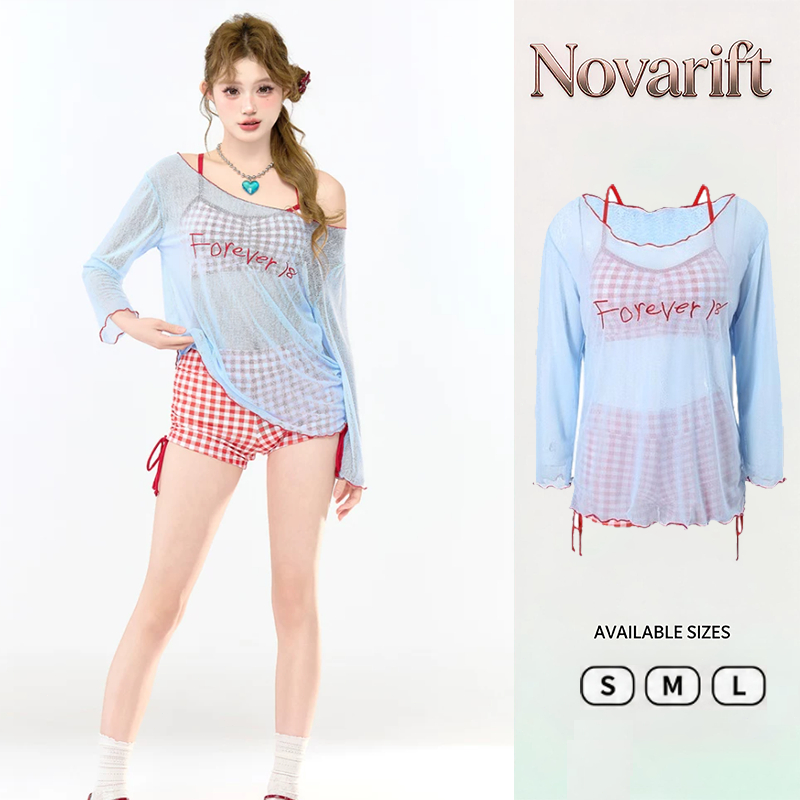 Nova-Bikini cho nữ set đồ bơi 3 chi tiết đi biển du lịch áo 2 dây quần tam giác kèm áo lưới