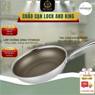Chảo Cạn Lock&King Chống Dính Vân Đá Cao Cấp, Đáy Từ Dùng Mọi Loại Bếp, Tay Cầm Chống Nóng - Bếp Của Hà