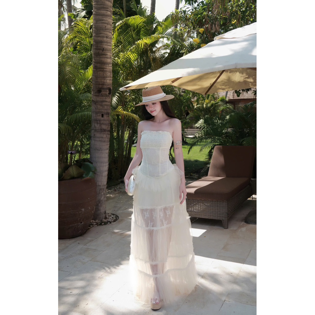 Đầm Maxi Cúp Ngực Bo Chun Thời Trang Nữ LASY Phối Voan Tơ Tầng D0190