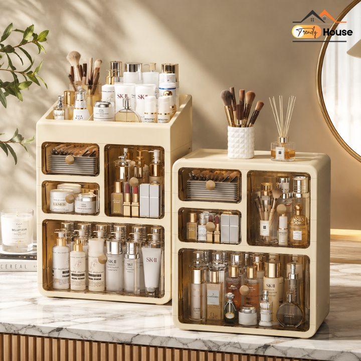 Tủ Mỹ Phẩm Cao Cấp Cỡ Lớn Chống Bụi, Tủ Đựng Skincare Nhiều Tầng Trong Suốt Sang Trọng