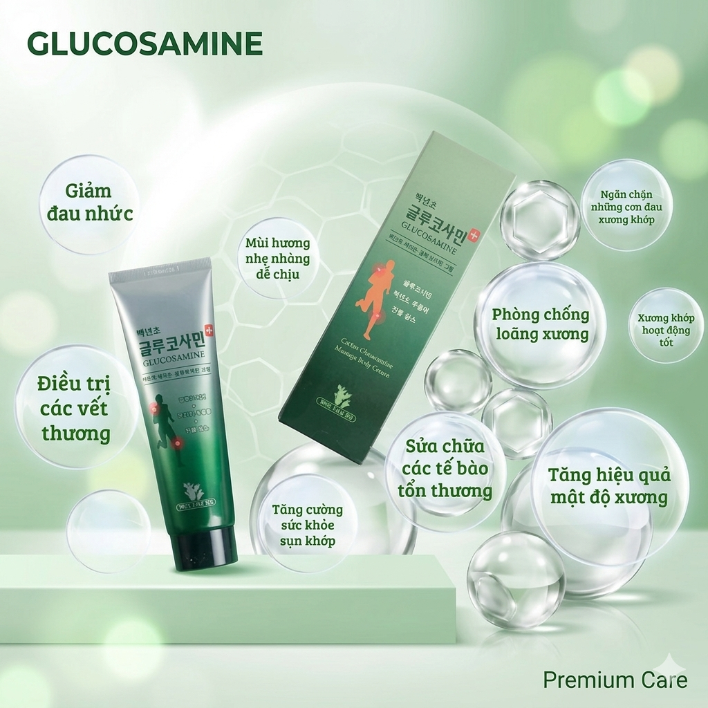 Dầu Lạnh Glucosamine Hàn Quốc - Kem Xoa Bóp Khớp Mát Lạnh, Giảm Nhức Mỏi Cột Sống, Bong Gân & Chuột Rút