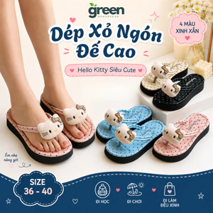 Dép Xỏ Ngón Nữ Đế Cao 3.5cm Hello Kitty Dễ Thương, Dép Đi Biển, Đi Du Lịch Thời Trang 2026​​​​​​​